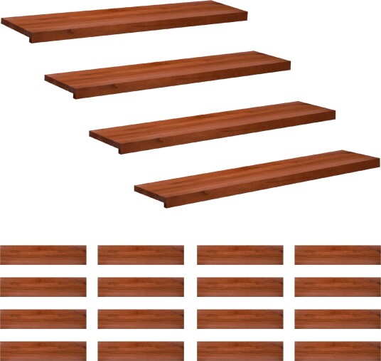 vidaXL Trappetrinn 20 stk. 120 x 25 x 2 cm Brun Massiv bøketre