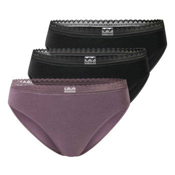 Schiesser Truser 3P Modern Lace Rio Briefs Lilla/Svart bomull 38 Dame