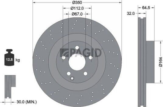 PAGID 54764NHC Bremseskive PAGID 54764NHC Bremseskive