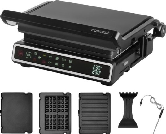 Konsept Elektrisk Grill Elektrisk Grill Med Termoprobe Og Vaffelplate Ge3550