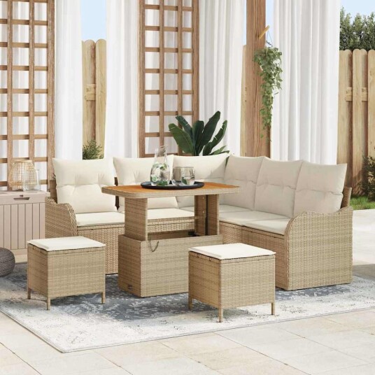 Hagesofa Set 8 pcs Beige polyrotting