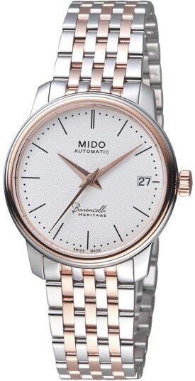 Mido Dameklokke M027.207.22.010.00 Baroncelli Hvit/Rose gulltonet