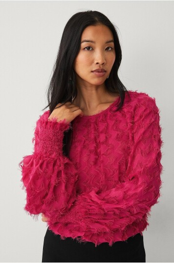 Ellos Collection Chiffonbluse med struktur Rosa