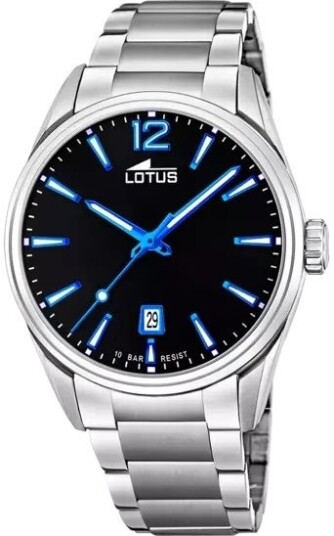 Lotus Herreklokke 18692/6 Classic Sort/Stål Ø42 mm