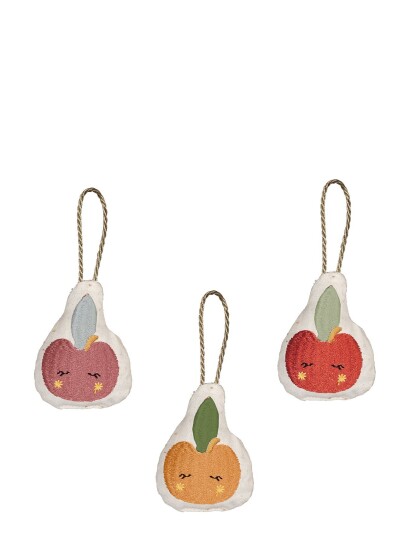 Fabelab Ornamenter Brodert Apple 3 Pakning Multi Patterned One Size