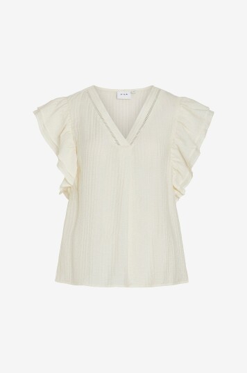 Vila Topp viNille V neck S/L Top Beige