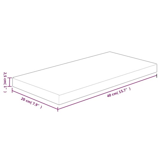 vidaXL Hylleplate 40x20x2,5 cm ubehandlet heltre eik