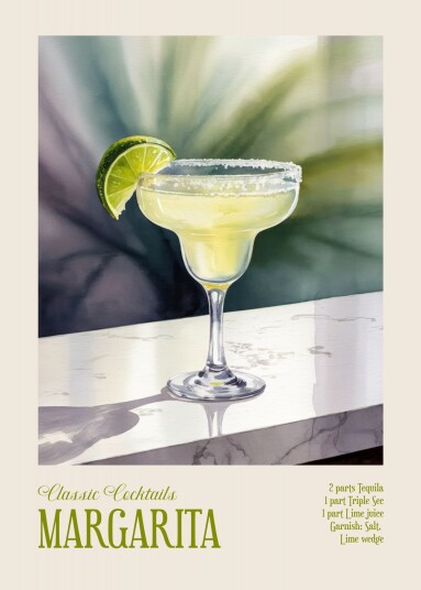 Plakat Klassisk Cocktail Margarita Plakat Klassisk Cocktail Margarita