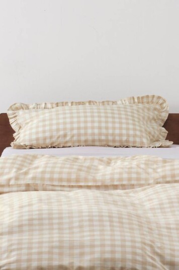 LAUREN FRILL putetrekk med volangen økologisk 90x50 cm Beige/white