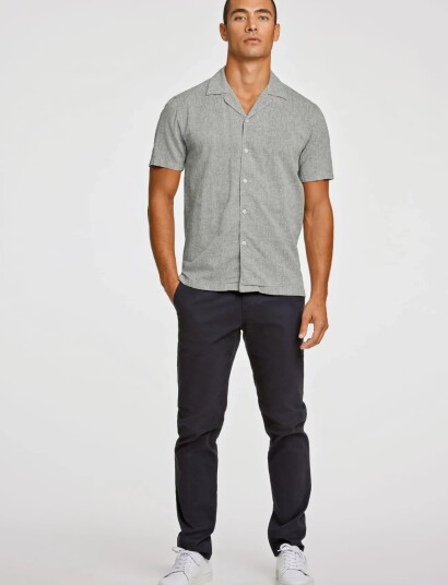 Lindbergh Casual Linen Blend Resort S/S - Khaki green - S Lindbergh Casual Linen Blend Resort S/S - Khaki green - S