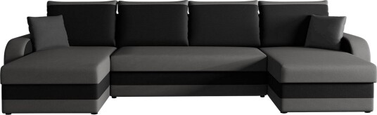 Alvared 4 seters Sovesofa med Dobbeldivan med Oppbevaring   Fløyel/Grå/Svart