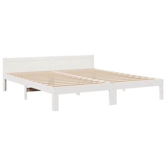 Familiesengeramme uten madrass hvit 240x200 cm heltre furu 8721158648372