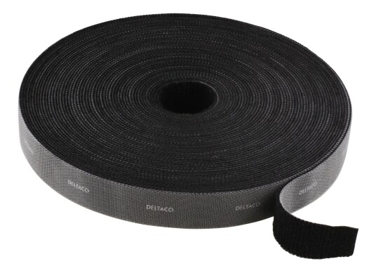 DELTACO Hook and loop fastener cable ties width 20mm 5m black