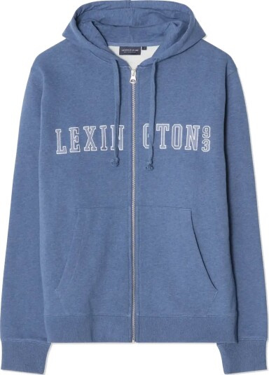 Lexington Clothing Organic Cotton Logo Zip Up Hoodie   Blue   XL