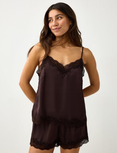 Lindex Camisole In Satin Brown L