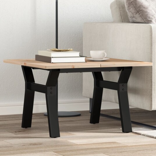 Salongbord Y-ramme 70x70x40 cm heltre furu og støpejern 3282705