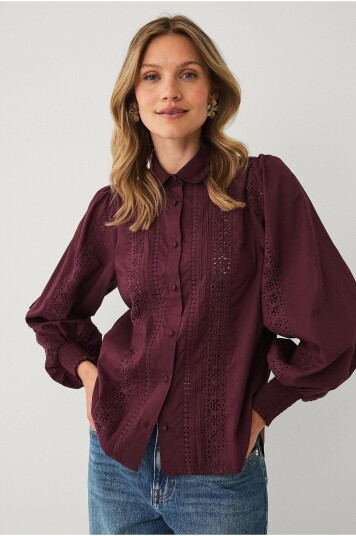 Ellos Collection Bluse med blondedetaljer Rød