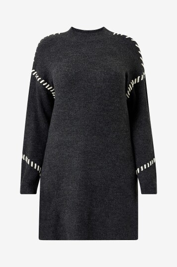 Zizzi Kjole mLea L/S Stick Abk Dress Grå Zizzi Kjole mLea L/S Stick Abk Dress Grå
