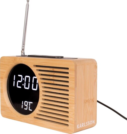 Karlsson Vekkerklokke Retro Radio Bamboo Brun