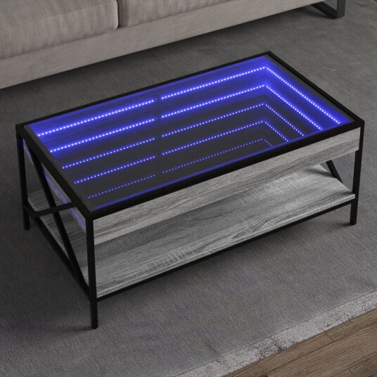 Salongbord med Infinity LED grå sonoma 90x50x38 cm 847710