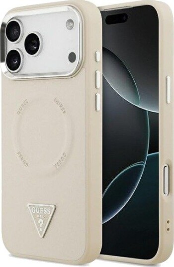 GUESS Triangle Logo MagSafe Case for iPhone 17 Pro - Beige