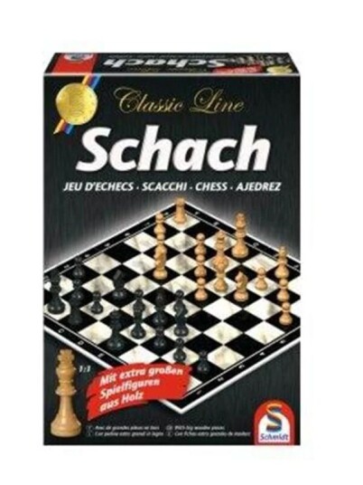 Schmidt Sjakk med Store Trebrikker 36 cm - Klassisk Barnespill