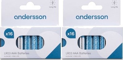 Andersson AAA batterier, 2x16-pk Andersson AAA batterier, 2x16-pk