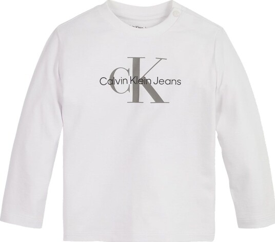 Calvin Klein Genser Monogram med lange ermer T skjorte Brigh Calvin Klein 4 år 104 Genser Hvit