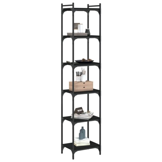Bokhylle 6 etasjer svart 40x30x188 cm konstruert tre 8721012194243