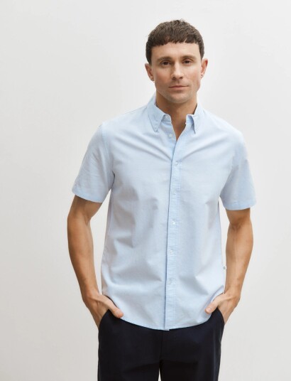 Enkel Studio Oxford Ss Shirt Esemil Blue XL