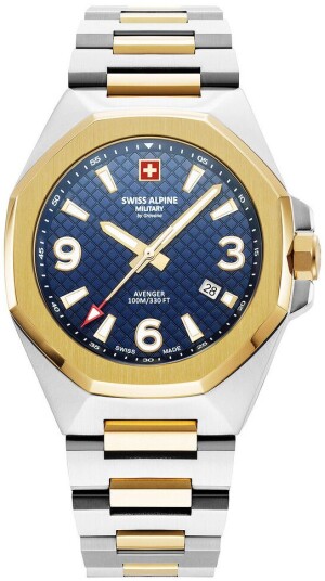 Swiss Alpine Military Herreklokke 7005.1145 Typhoon Blå/Gulltonet