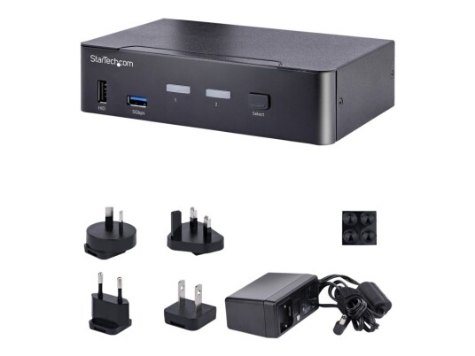 Startech.Com Usb C Kvm Switch, 2 Port Displayport Kvm W/ 4K 60Hz Uhd Hdr Video, 3.5Mm Audio, Usb Type C Kvm Switch, 4X Usb Hid And 2X Usb A 3.2 Gen 1 5Gbps Hub, Thunderbolt 3/4 Compatible - Hot Key Switching (Sv231dpuca) - Kvm / Lyd / Usb-Svitsj - 2