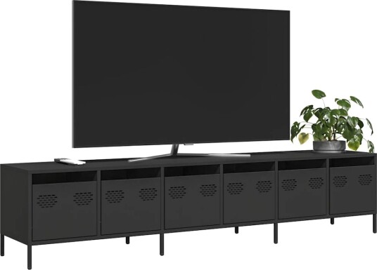 TV benk svart 202x39x43,5 cm kaldvalset stål