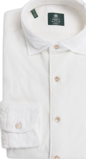 Luigi Borrelli Corduroy shirt 40 hvit herre