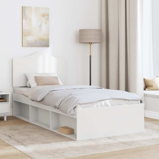  Sengestamme med hodegjerde Hvit 75 x 190 cm Massiv furu