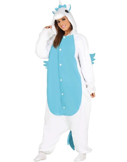 Hvit og Blå Enhjørning Kigurumi Unisex Kostyme Hvit og Blå Enhjørning Kigurumi Unisex Kostyme