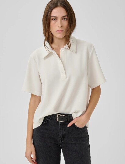 My Essential Wardrobe Mwhelle Polo Tee   White   XS