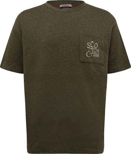 Scotch & Soda Bonded Chest Pocket And Artwork Relaxed Fit T Shirt DARK FOREST MELANGE L