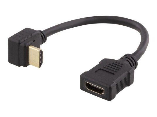 Deltaco HDMI-adapter 0,2m Vinklet Nedover UHD Svart