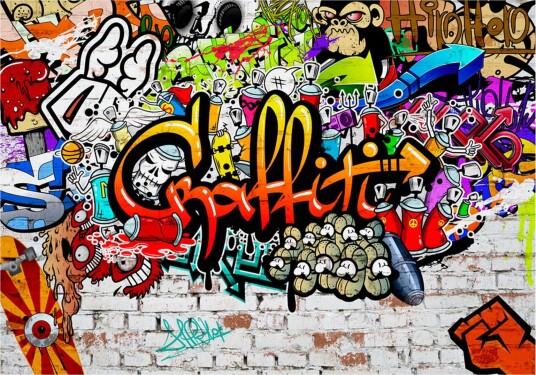 Fototapet Fargerik Graffiti 100x70 - Finnes i flere størrelser