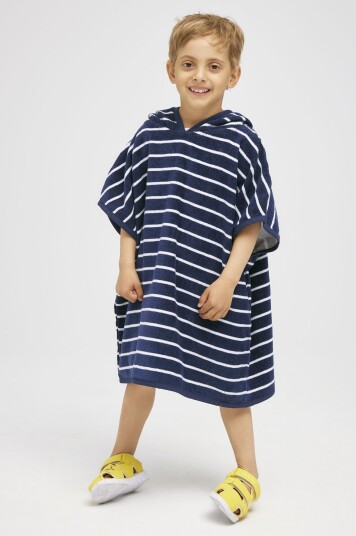 Nordbjørn Skrea Badeponcho Navy Stripe