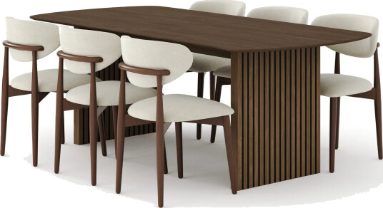 Richeto Spisegruppe 210 cm Røkt eik med 6 Molly Spisestoler - Røkt eik/Beige