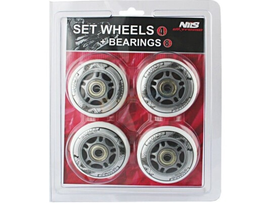 Nils Extreme Pu 64X24 82A Hvit (4 Stk) + Abec-7 (8 Stk) (16-32-007)