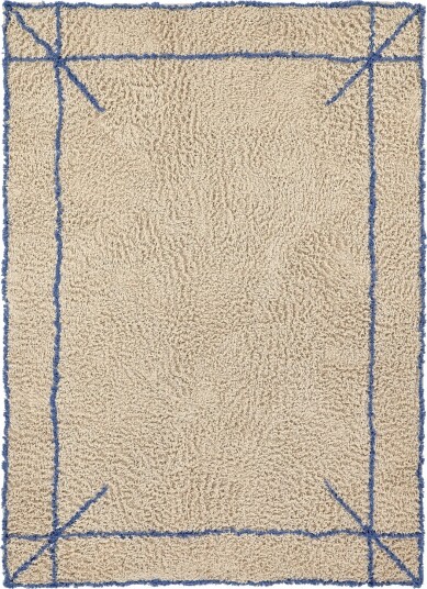 Ryetepper Kairi Natural Cotton Shaggy beige/blå Størrelse: 160 x 230 cm