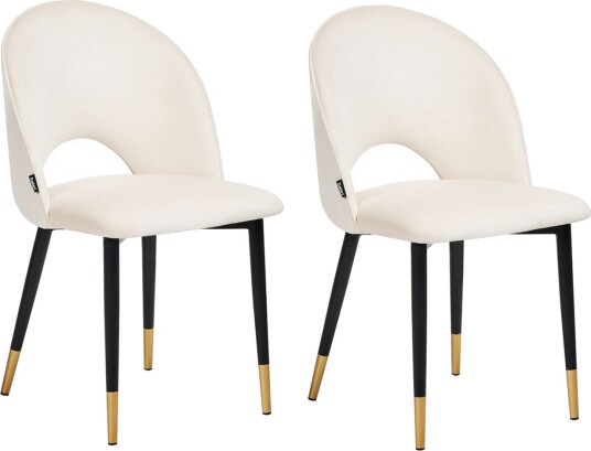 Sett med 2 spisestuestoler Magalia - Beige, svart, gull