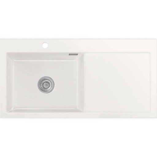 Lavabo Mera 100SL kjøkkenvask, 97x48 cm, hvit/krom Lavabo Mera 100SL kjøkkenvask, 97x48 cm, hvit/krom