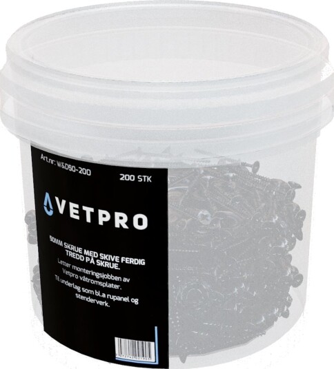 Vetpro Skrue Med Skive 50mm 200 Stk