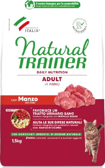Natural Trainer Tørrfôr Adult Med Oksekroketter For Katter Sett % 18 kg 12 X 1.5 kg
