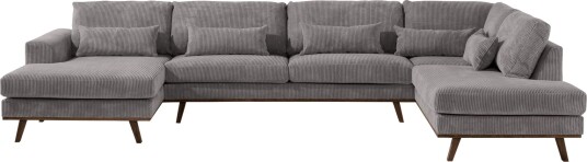 Copenhagen 5 seters Høyrevendt U formet Large Sofa med Divan og Sjeselong i Manchester Mørk grå