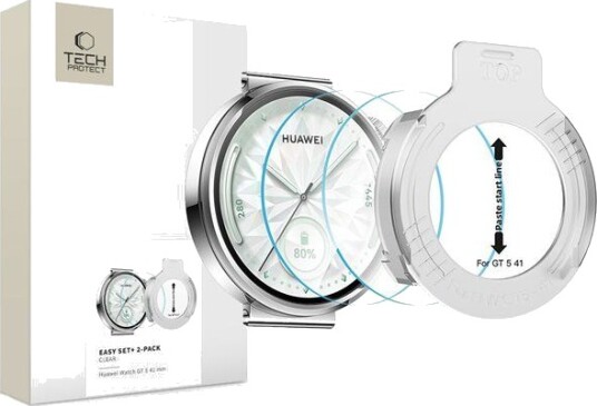 Tech-Protect Easy Set+ 2 stk Herdet Glass til Huawei Watch GT 5 (41 mm) Gjennomsiktig Tech-Protect Easy Set+ 2 stk Herdet Glass til Huawei Watch GT 5 (41 mm) Gjennomsiktig
